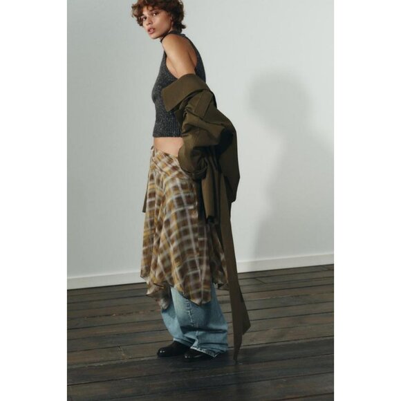 ZARA CHECK MIDI SKIRT - Picture 4 of 7